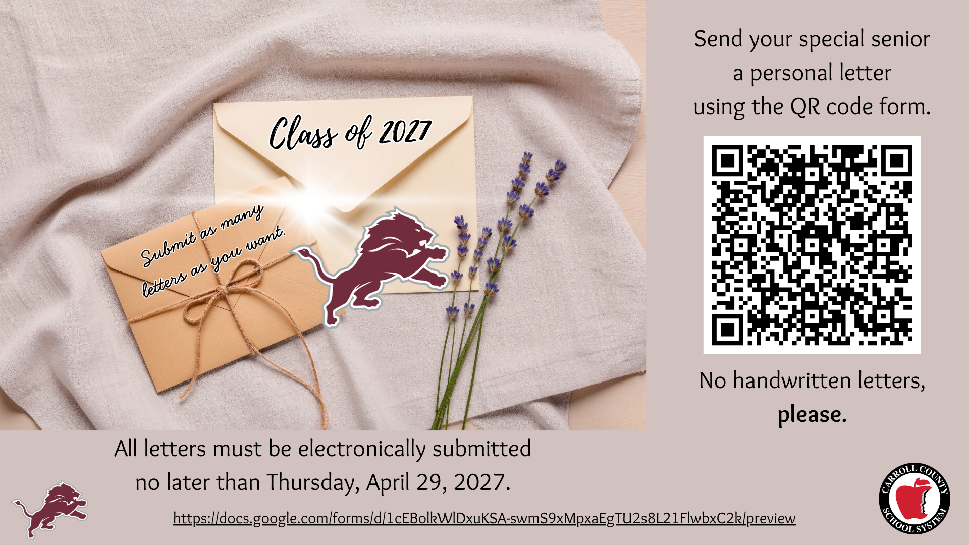 Senior letter link and QR code