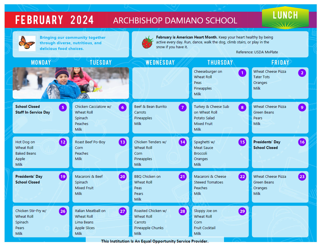 Lunch Calendar