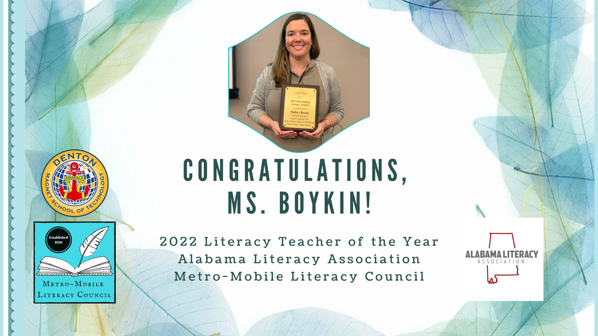 Congratulations, Ms. Boykin