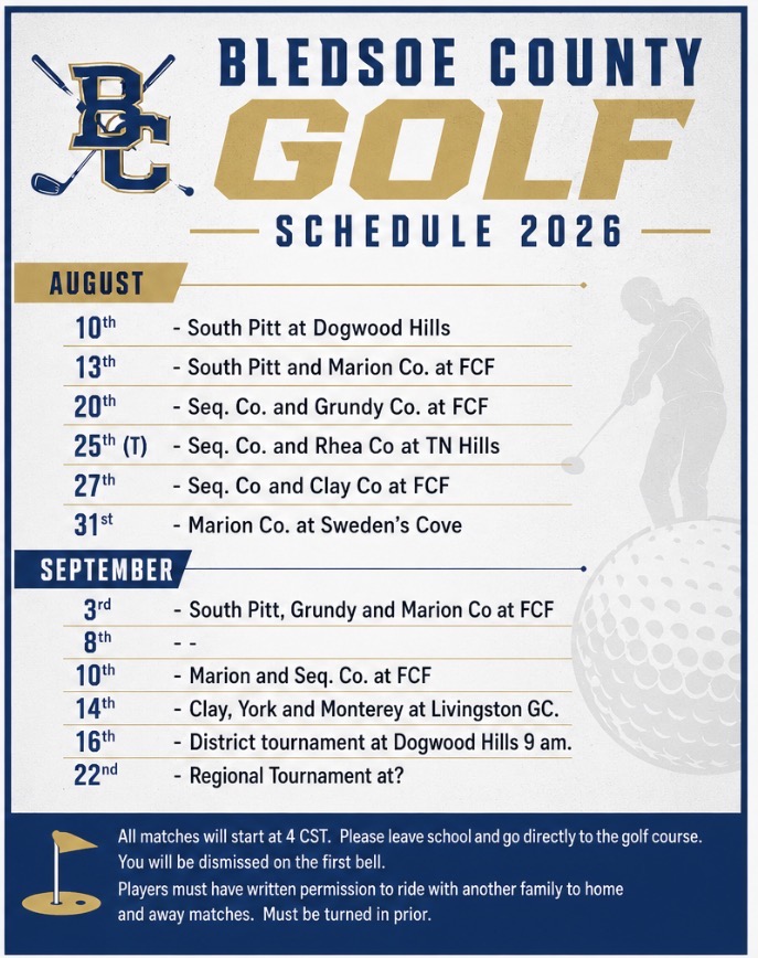 2026 BCHS Golf Schedule