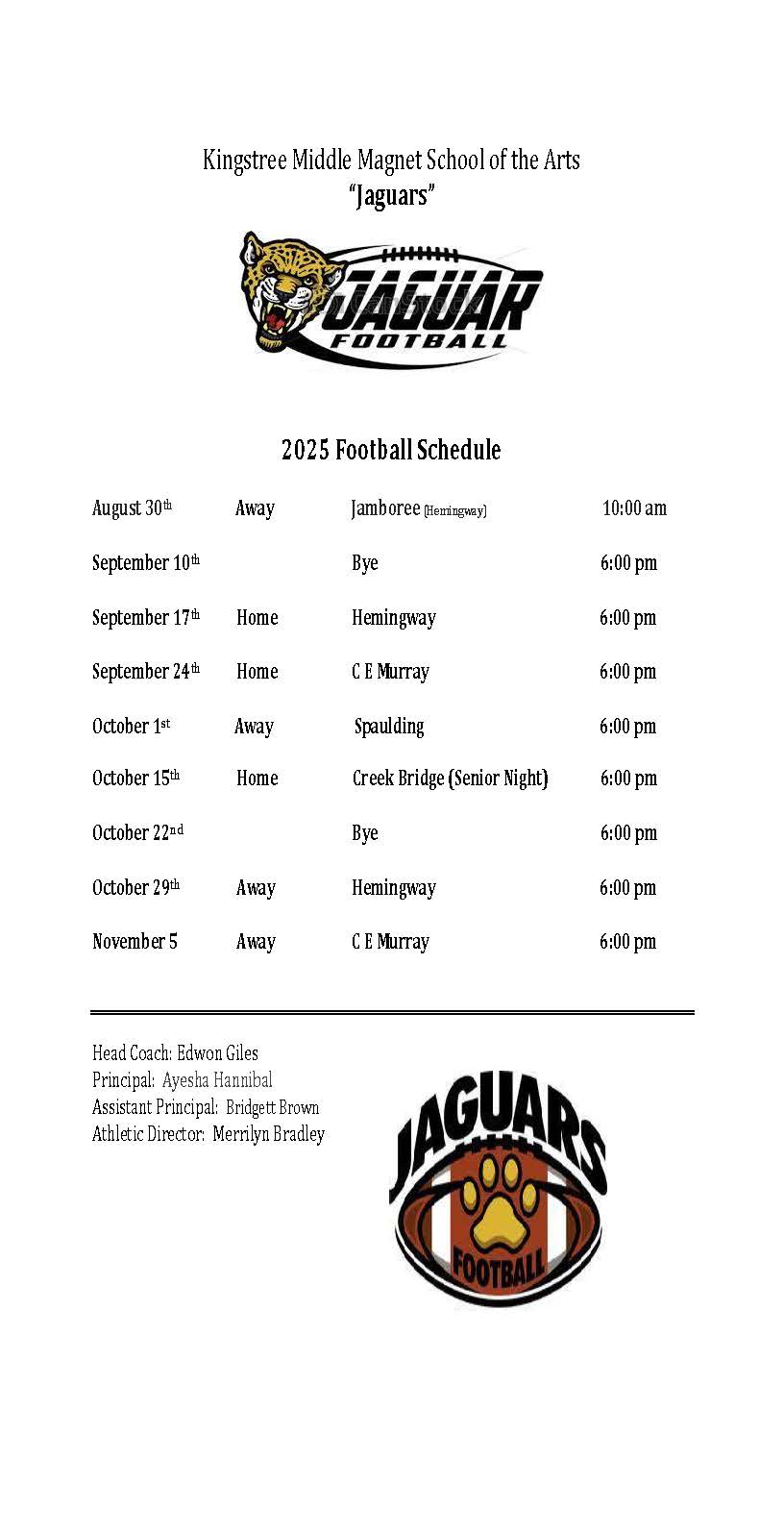 2025 KMMSA Football Schedule