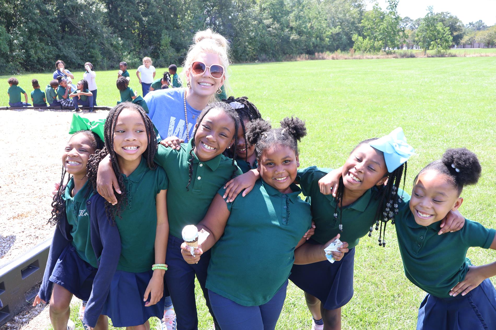 Students and Teacher at recess