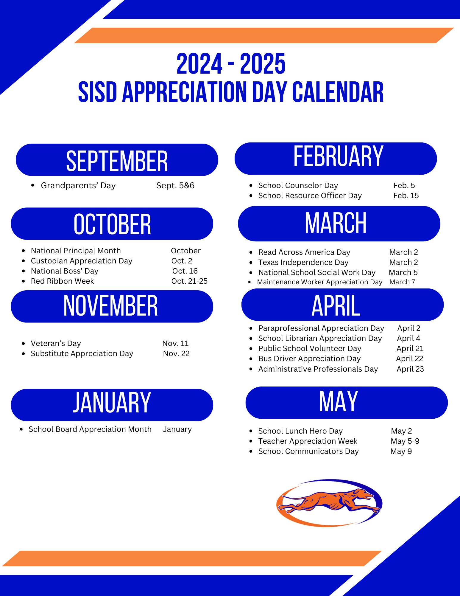 appreciation Days Calendar 