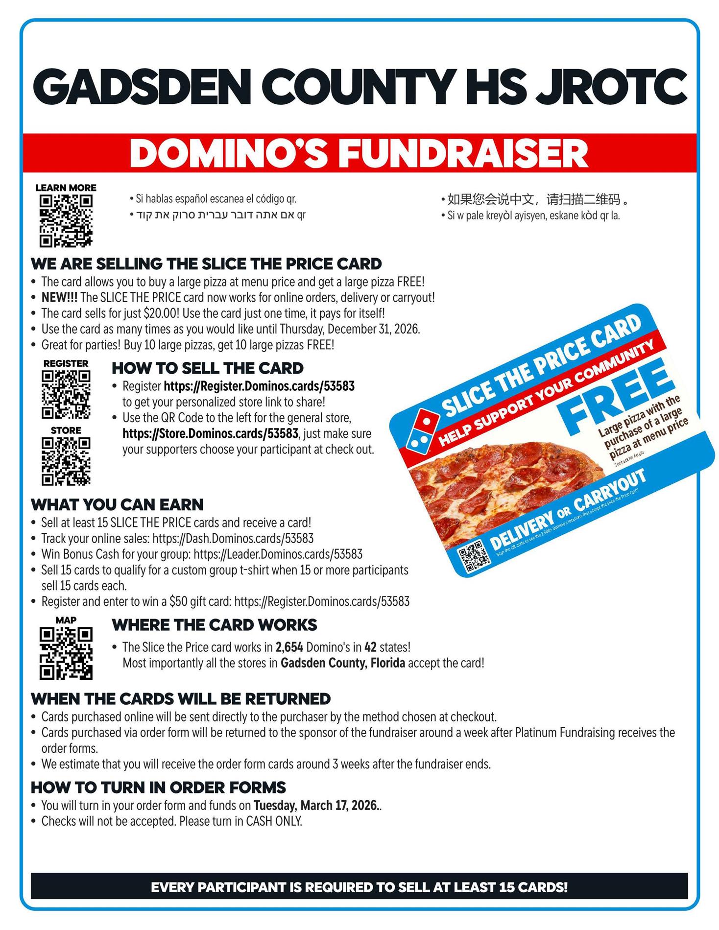 GCHS JROTC Domino's Pizza Fundraiser 2026 GCHS JROTC Domino's Pizza Fundraiser 2026