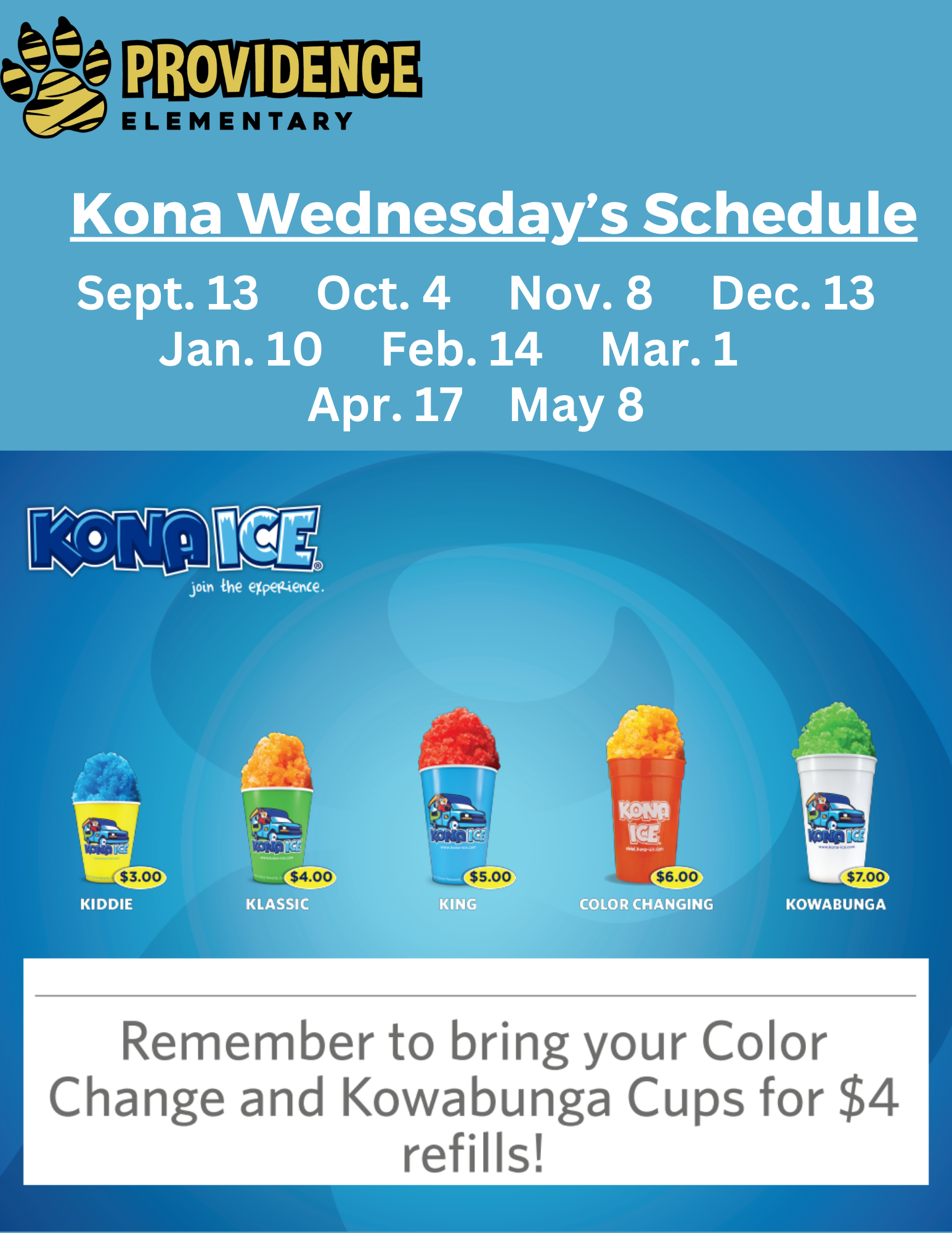 Kona Ice Wednesdays Flyer