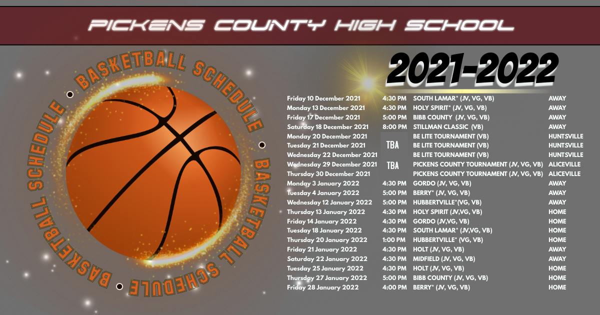 2021-2022 Basketball Schedule