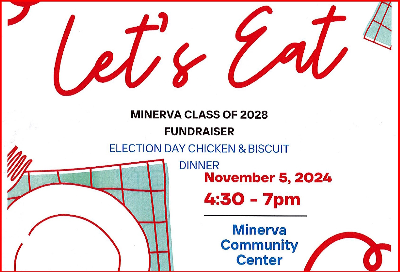 Election Day Dinner Flyer November 5 2024 at Minerva Community Center 4:30 - 7:00