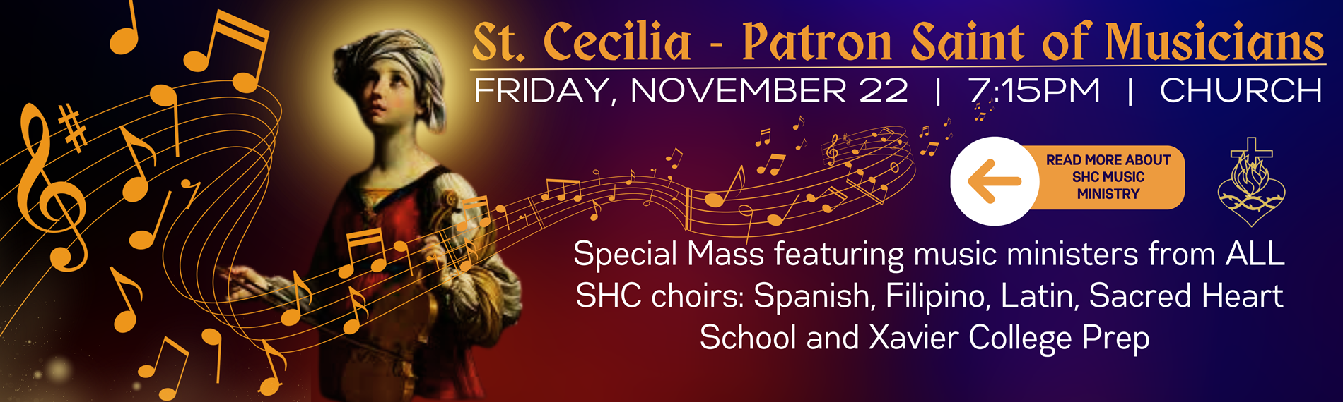 St Cecilia Mass | Fri Nov 22 | 7:15am