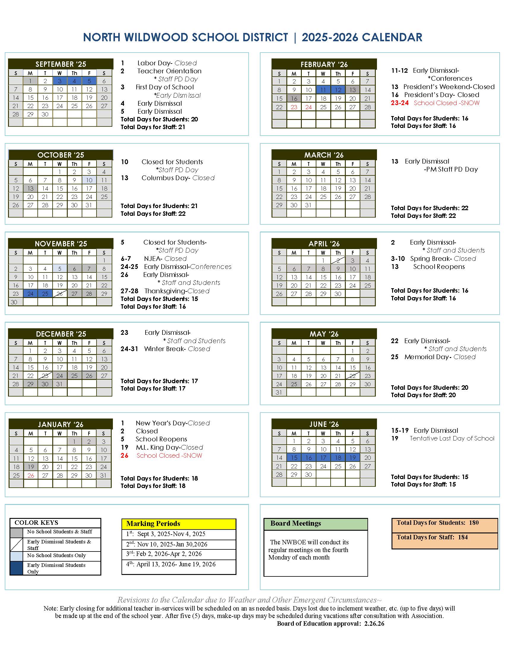 NWSD Calendar 2025 2026