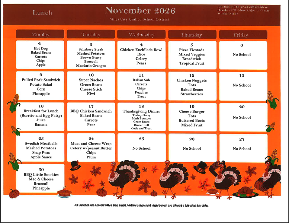 November Lunch Menu