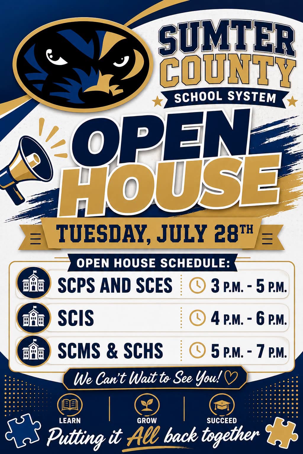 Open house schedule for 26-27 school year.
