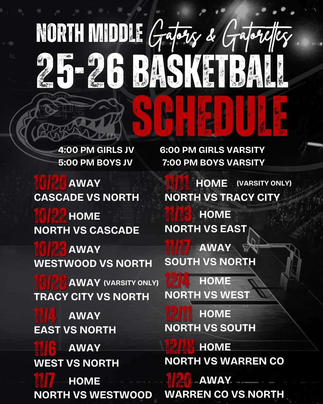 25-26  Basketball Schedule
