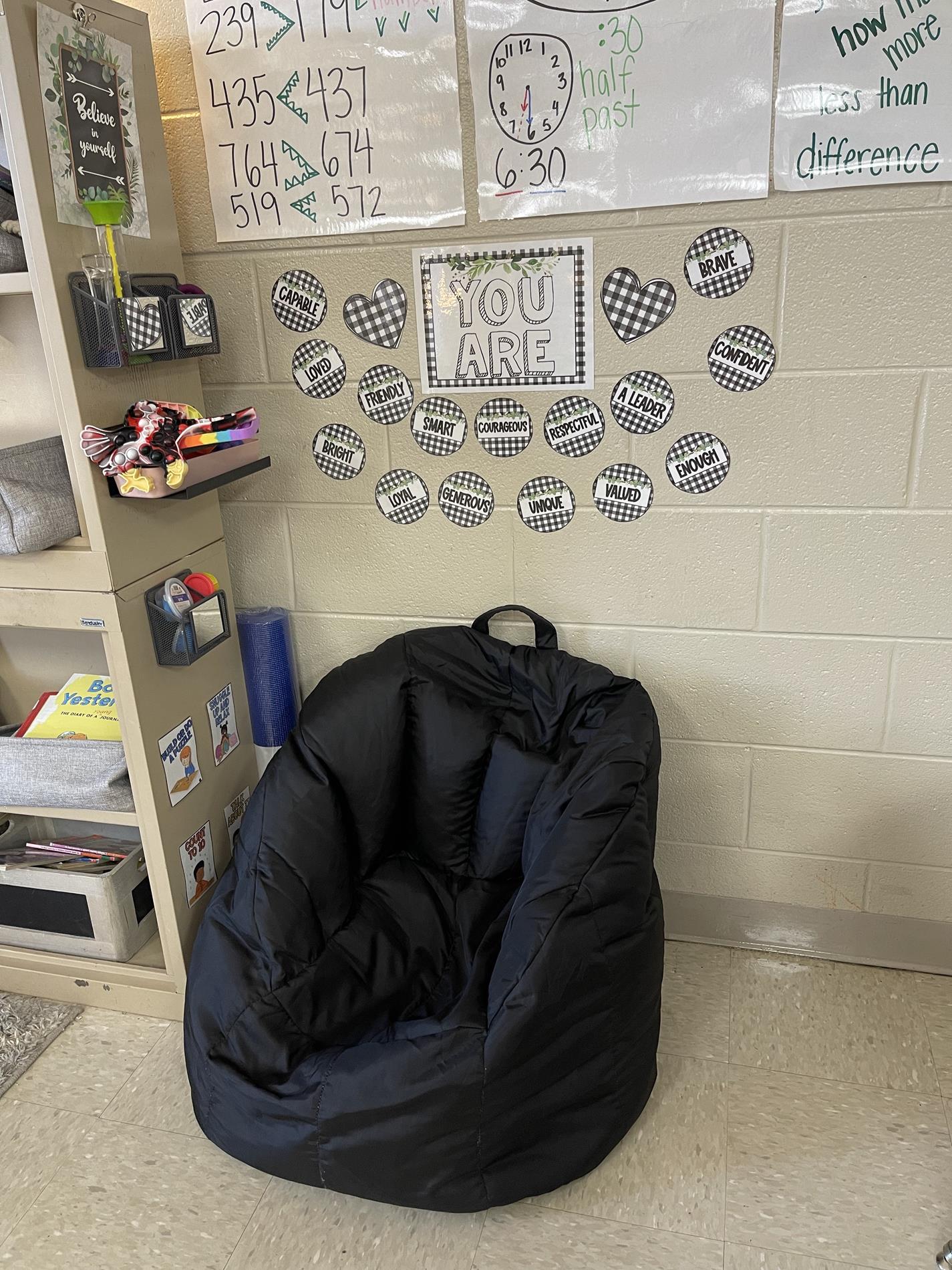 Calming corners in each classroom at PES