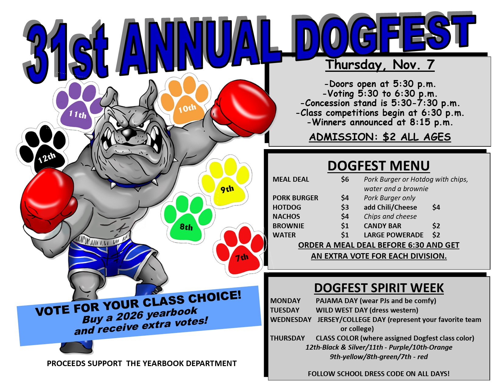Dog Fest Schedule and Spirit Days