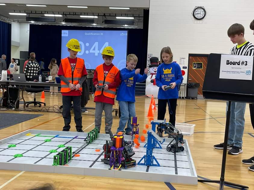 One of our teams participating in a Robotics Tournament.