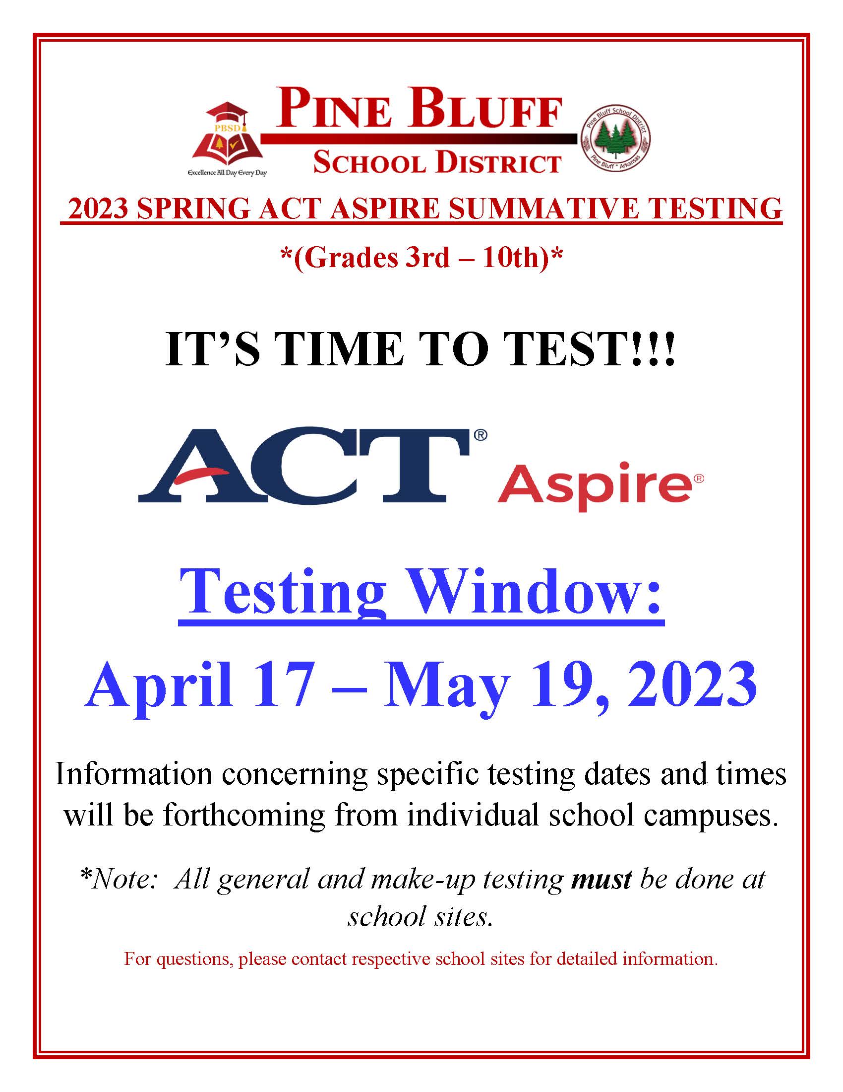 ACT Aspire Testing Flyer