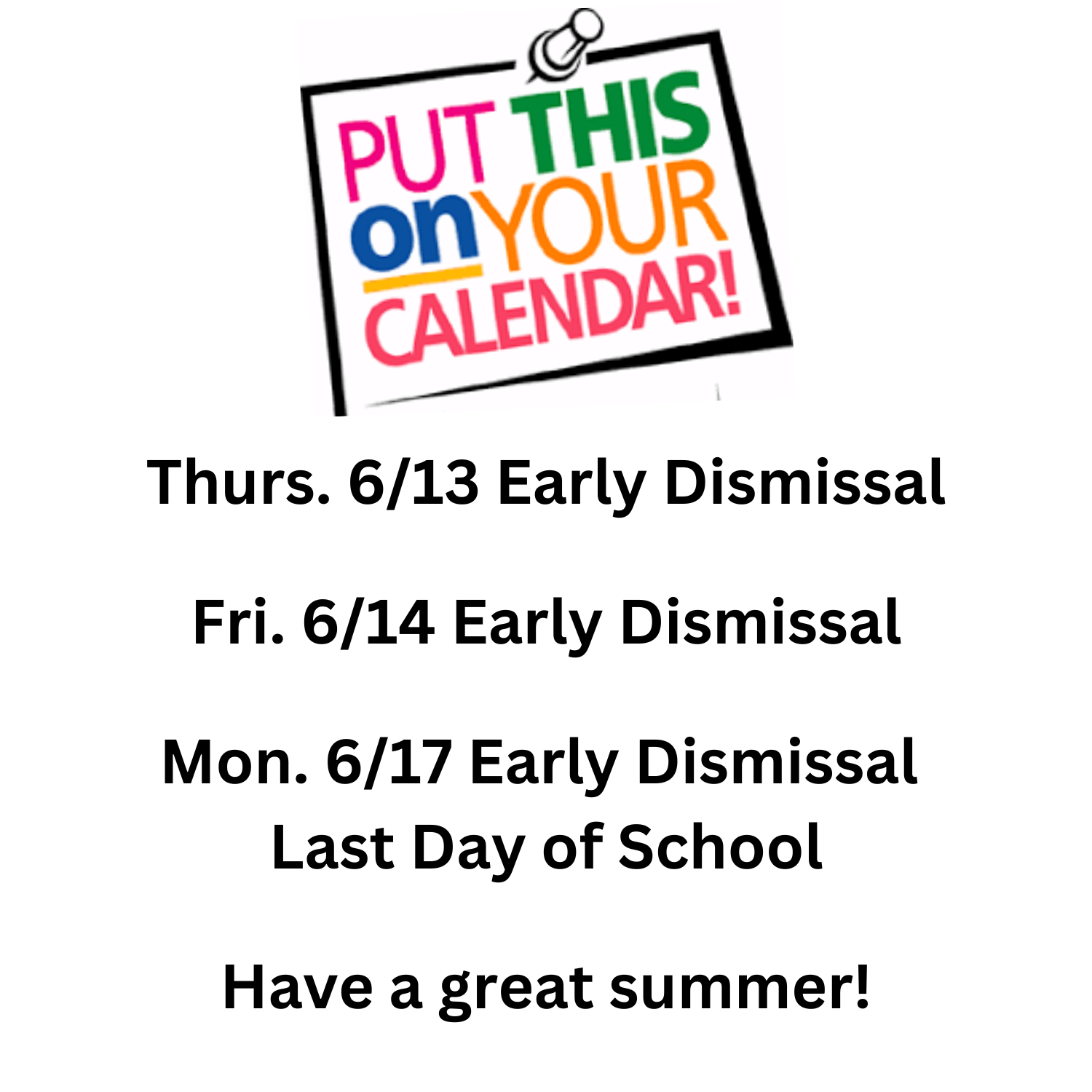June Schedule Reminder
