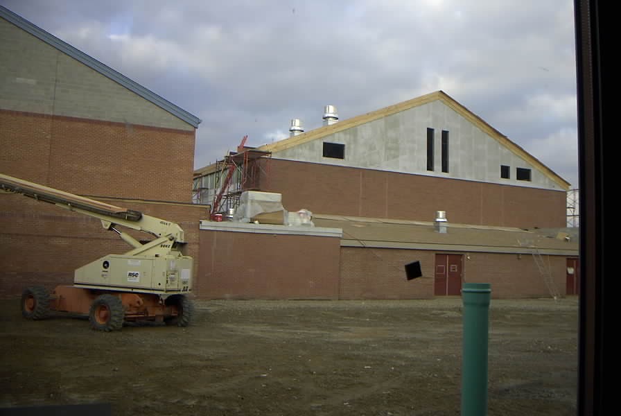 Old gym, weight room, and courtyard
