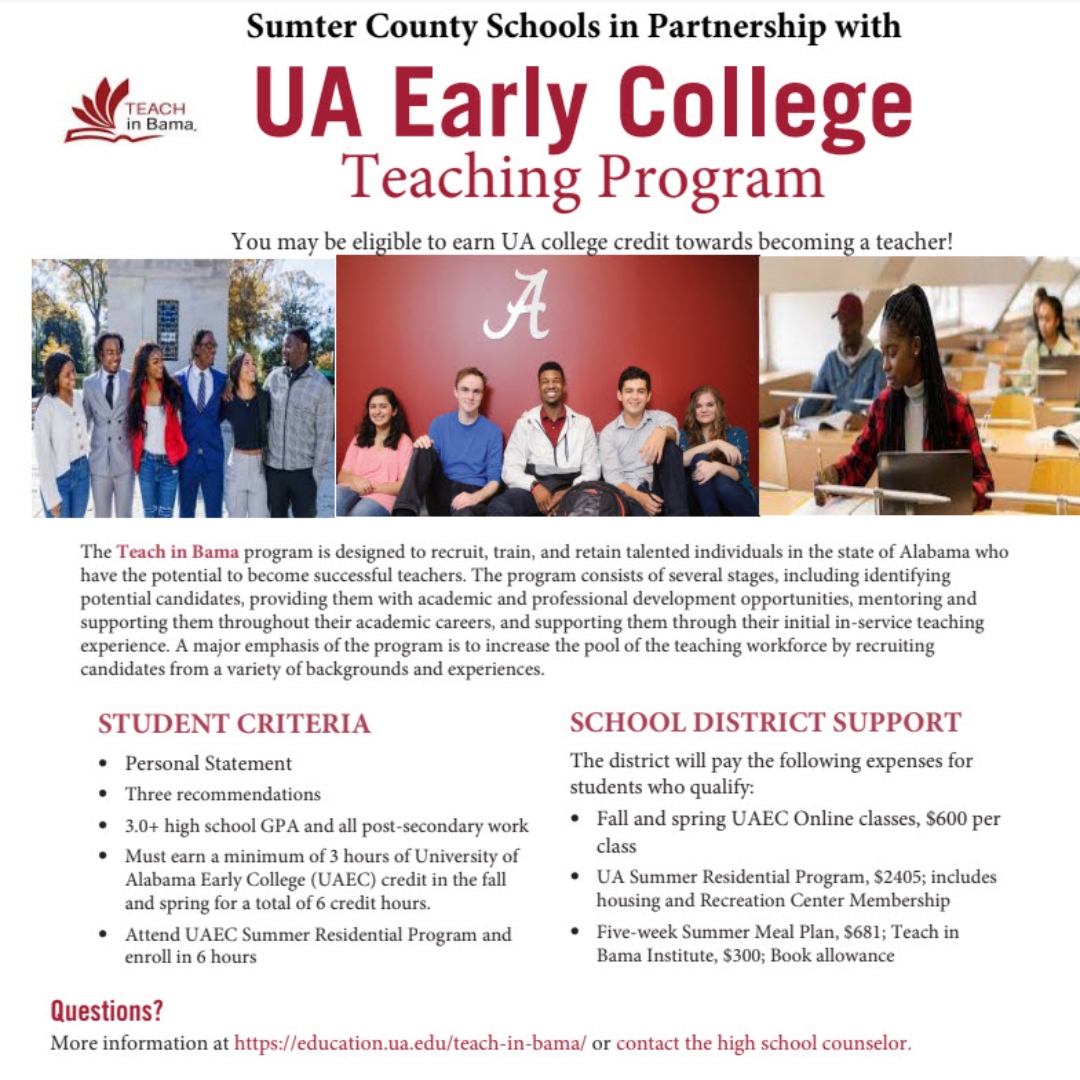 Sumter County Schools in Partnership with UA Early College Teaching Program