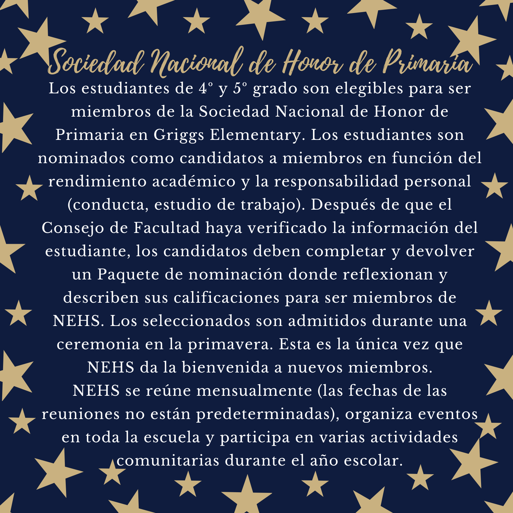 NEHS flyer in Spanish