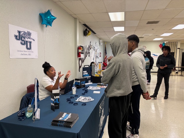 Students talking to Jackson State University