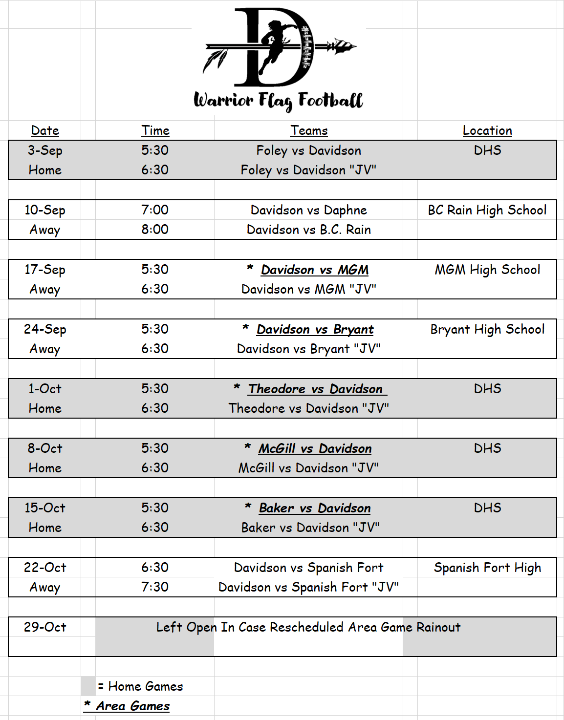 2024 Schedule