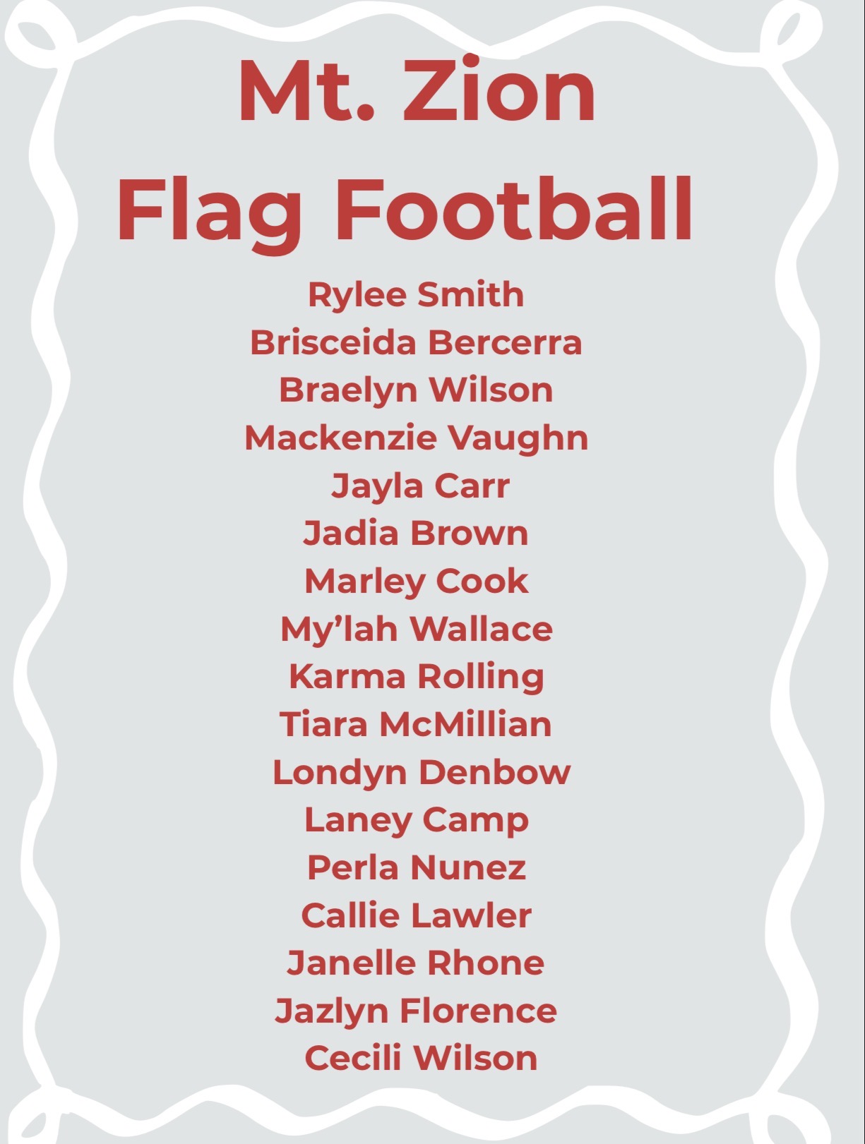 Flag Football Roster 2026