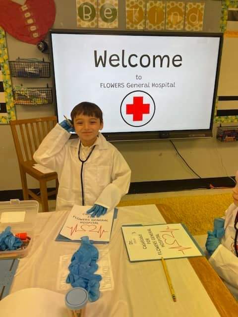 Mrs. Flowers' class transformation into a hospital/doctors.