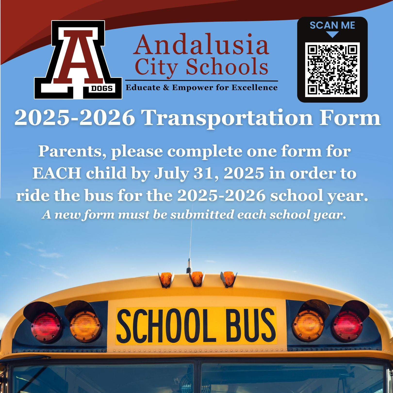 QR Code for Bus Registration for the 25-26 School Year QR Code for Bus Registration for the 25-26 School Year