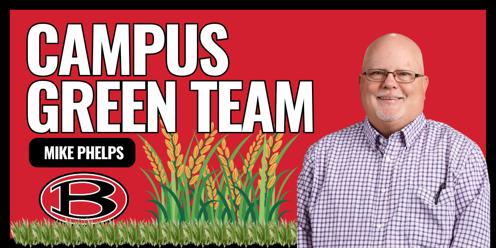 Campus Green Team graphic with sponsor Mike Phelps