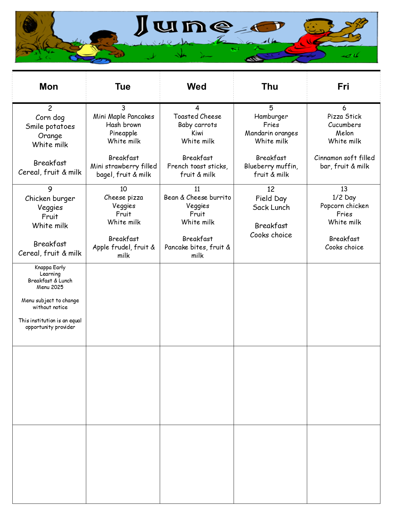 Lunch Menu