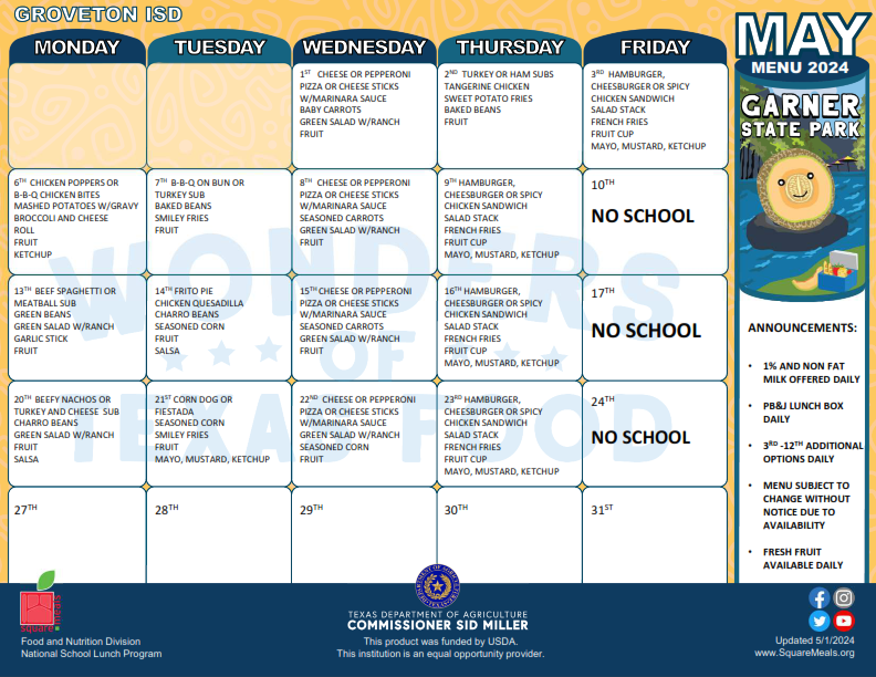 Elementary Lunch Menu