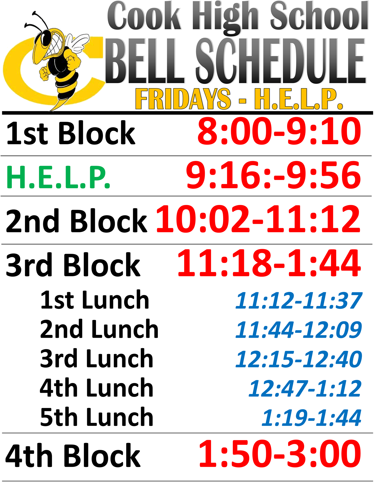 help schedule