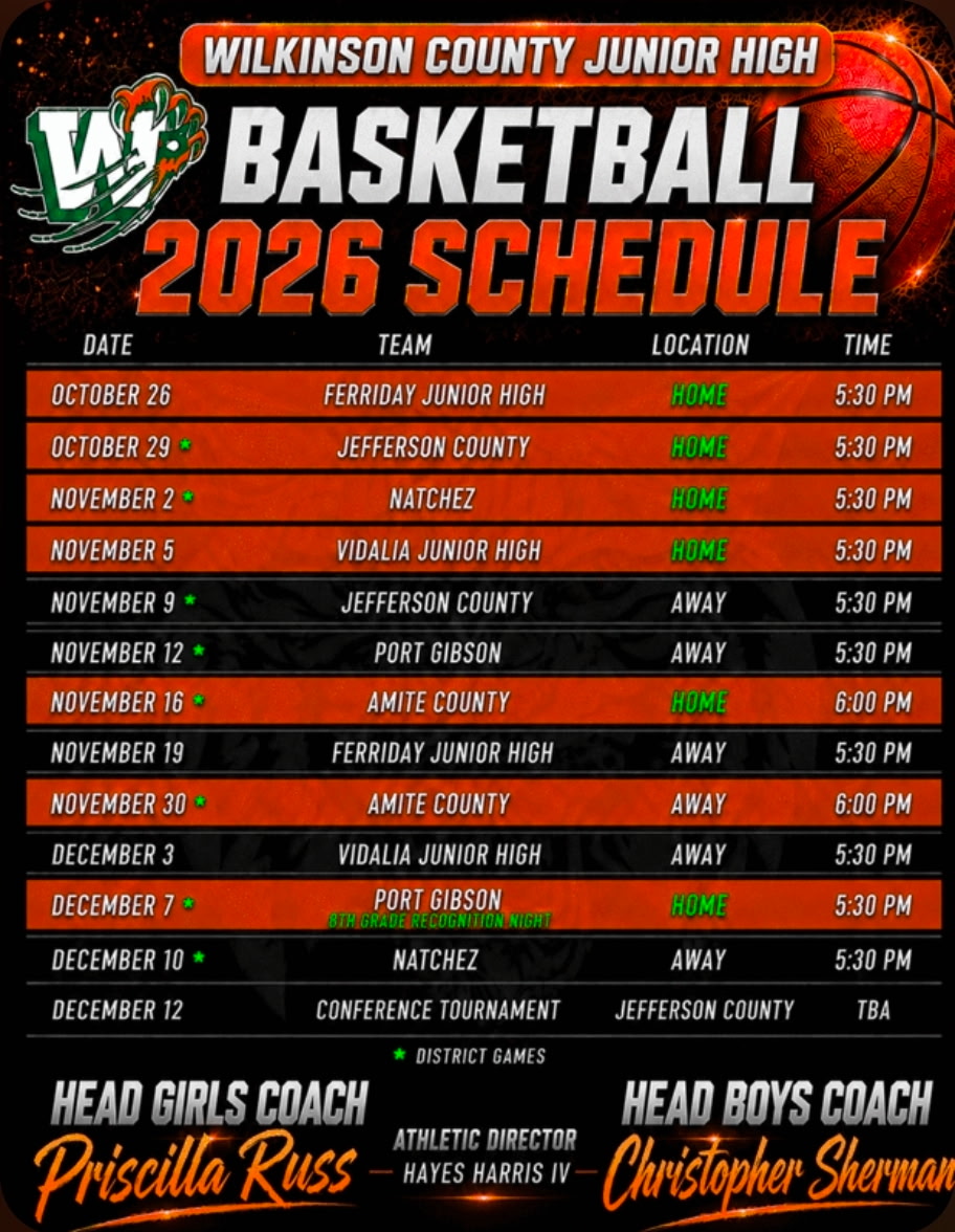 WCHS JV Basketball Schedule