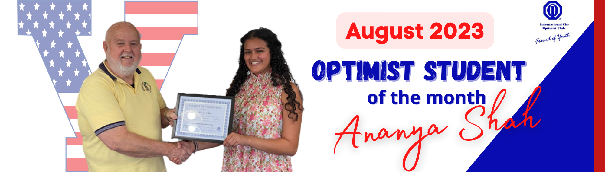 August Optimist Student of the Month