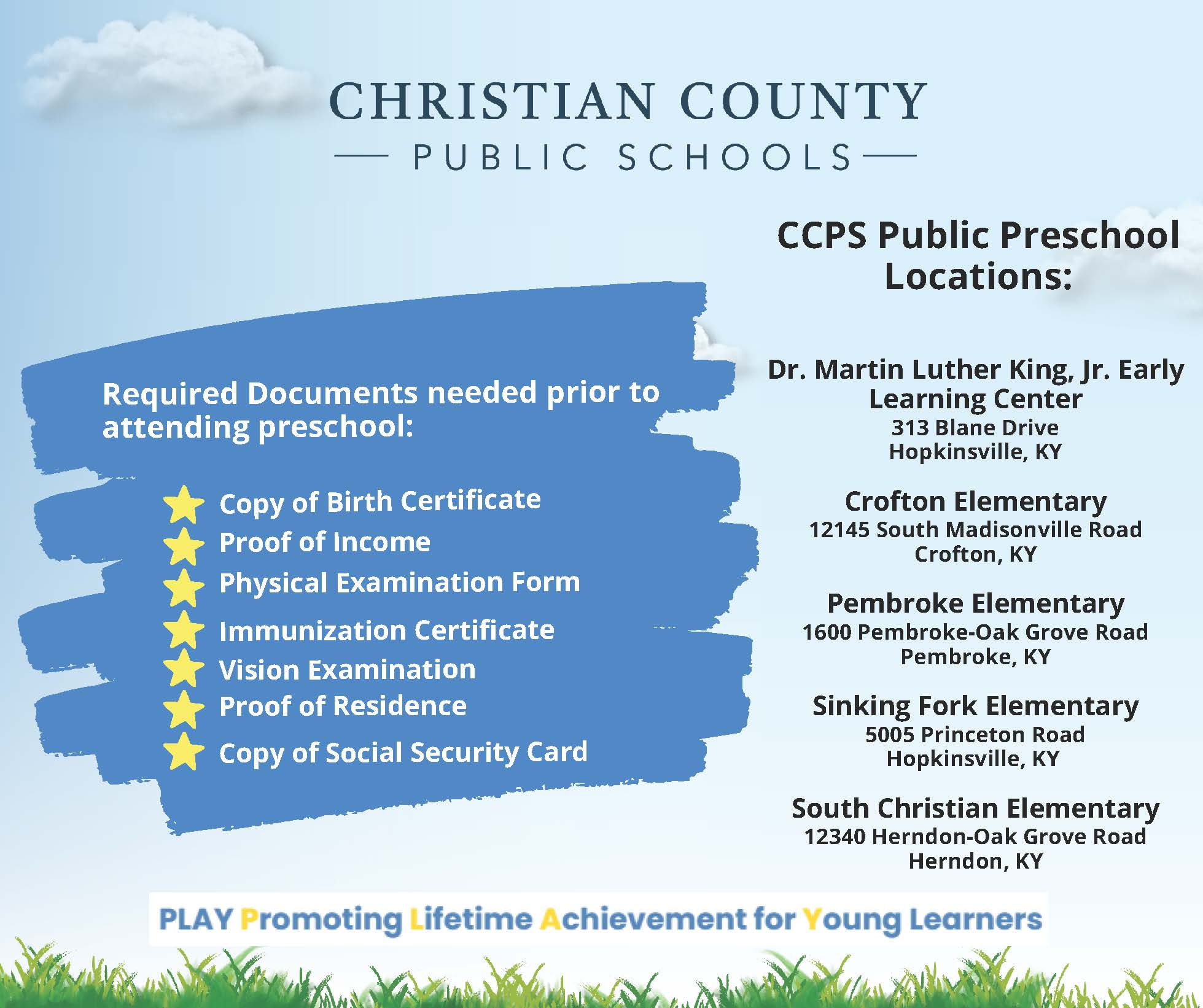 CCPS Preschool Locations and Required Documents Graphic CCPS Preschool Locations and Required Documents Graphic