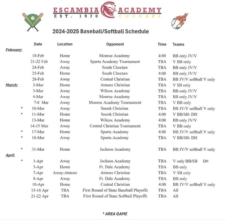 Softball Schedule