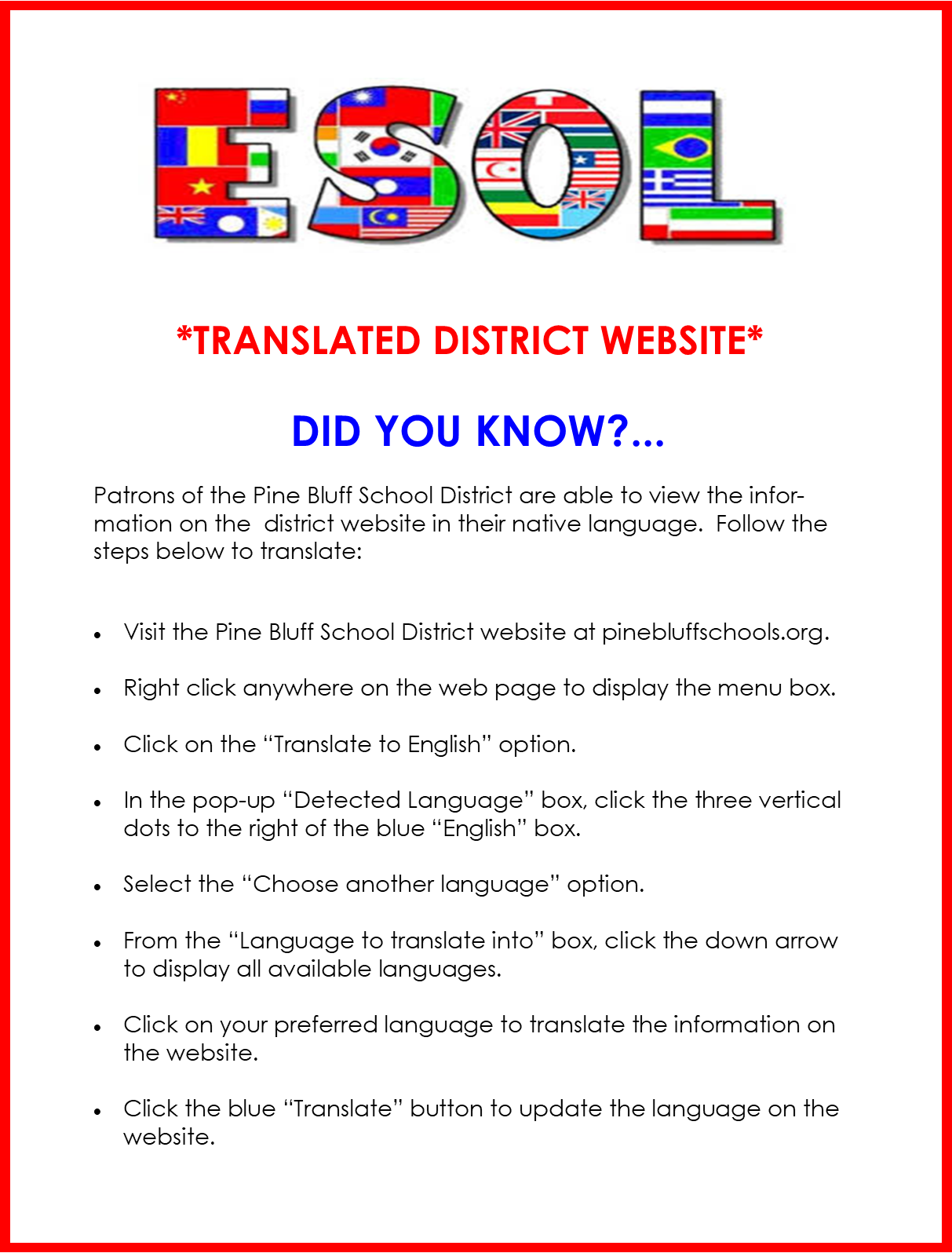 translation steps forwebsite
