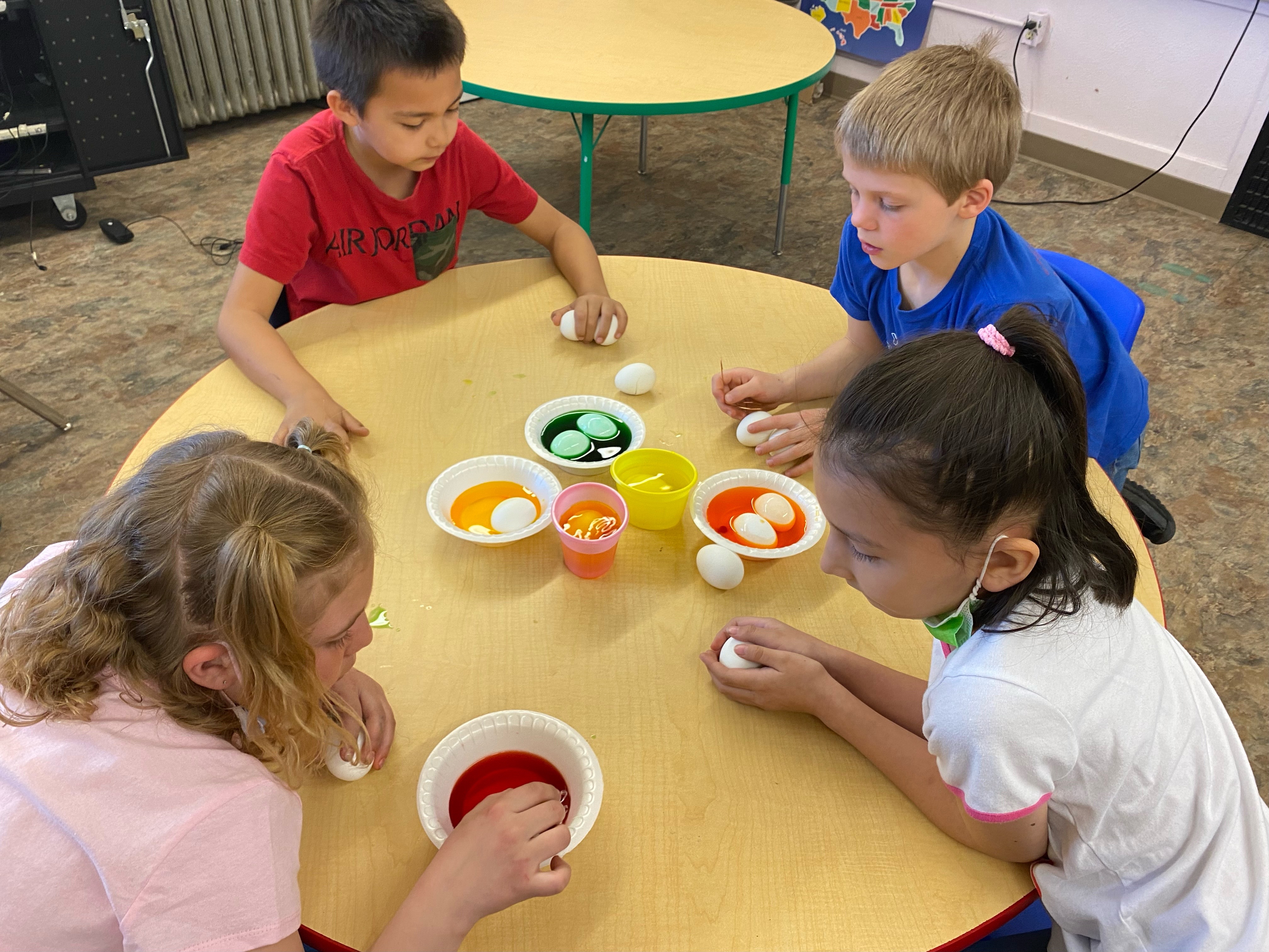 Students Dyeing Eggs