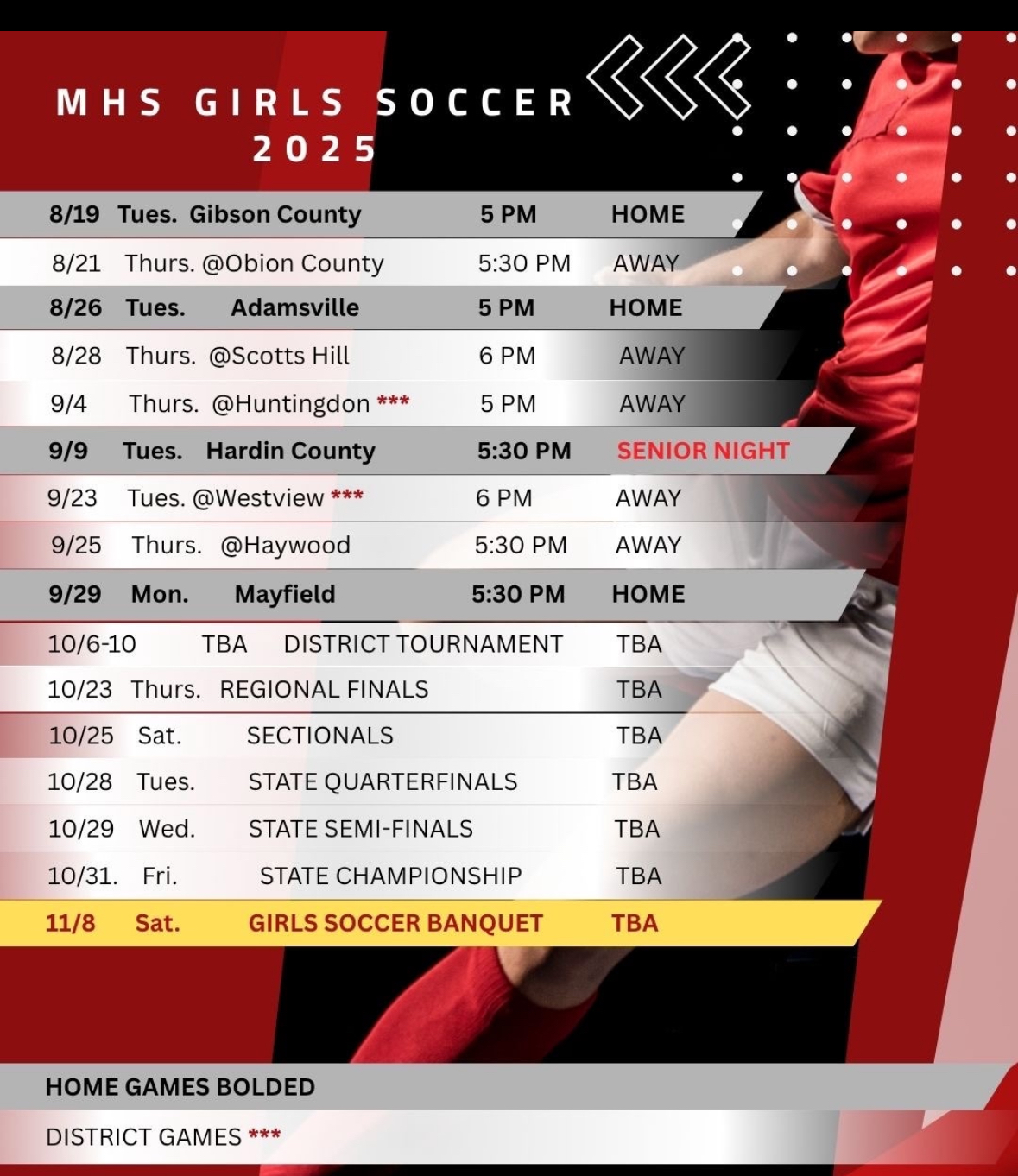 Girls Soccer Schedule 2025