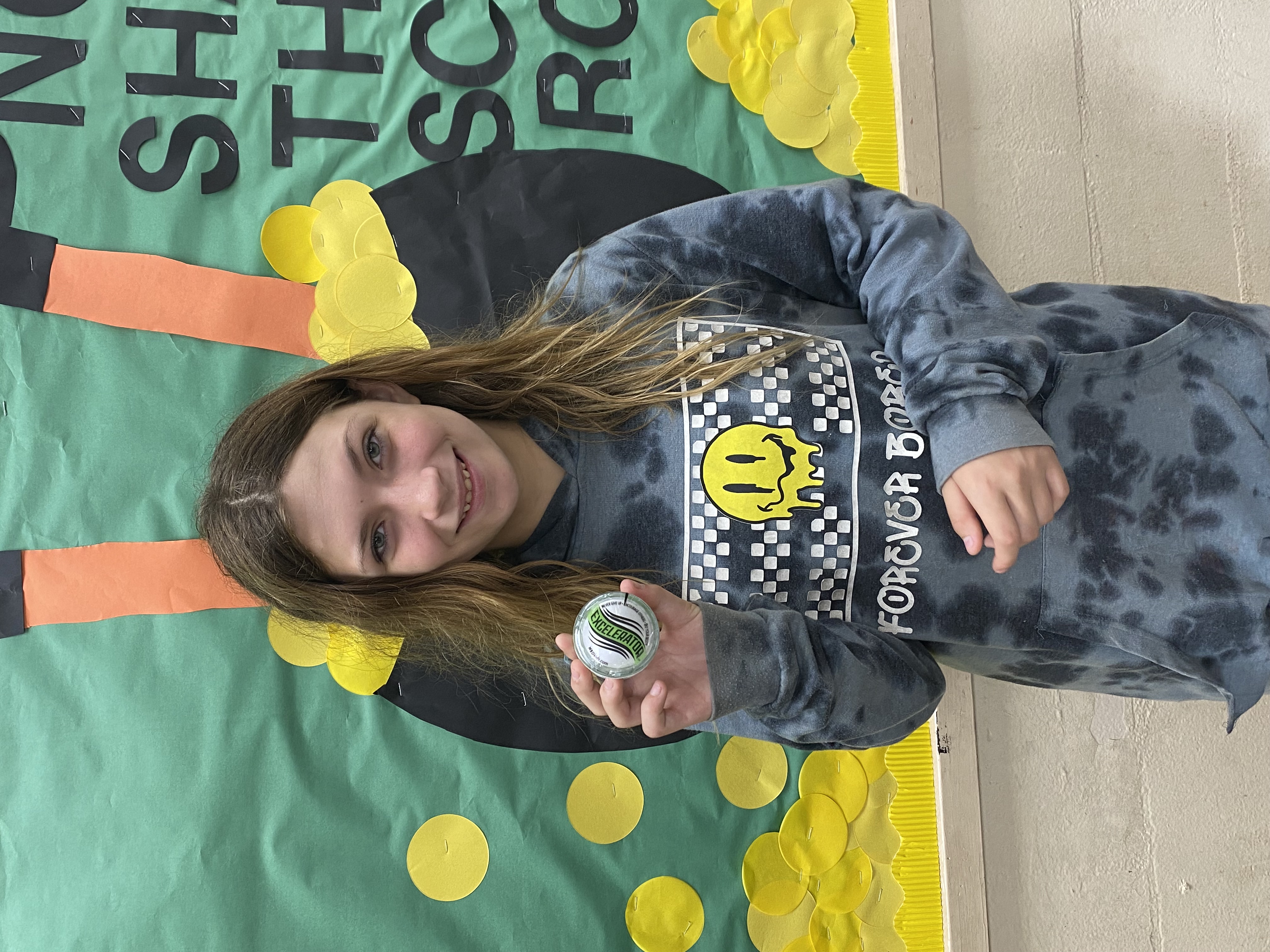 A student with their prize from National School Breakfast Week