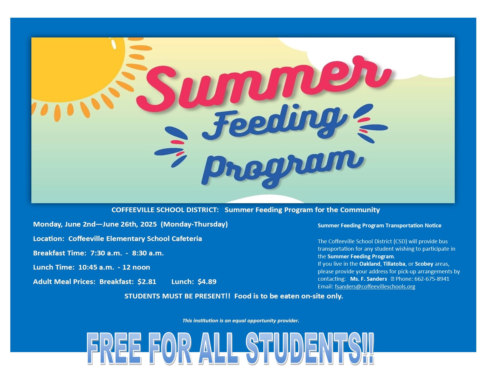 summer lunch program kid eat free