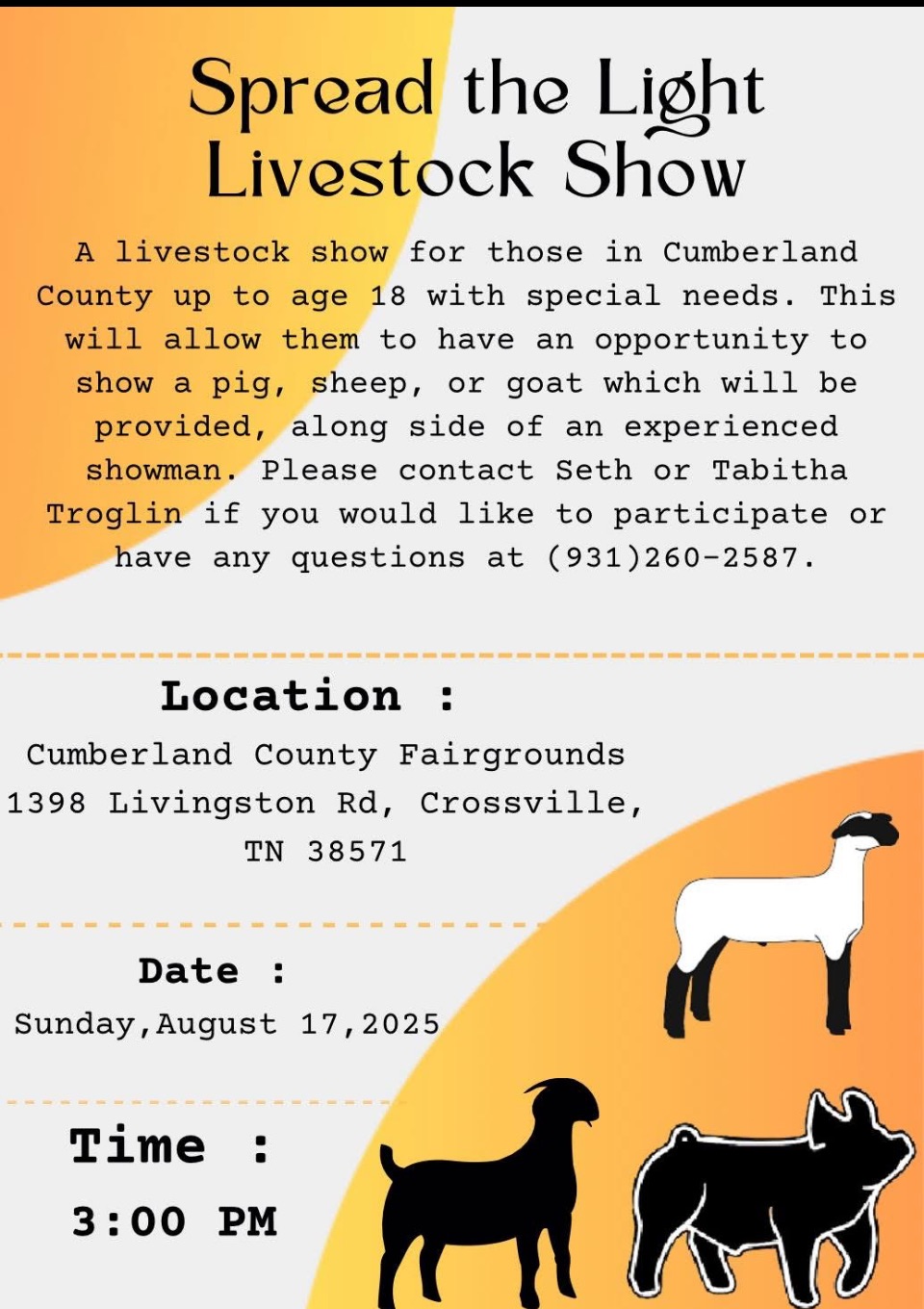 Special Needs Livestock Flyer