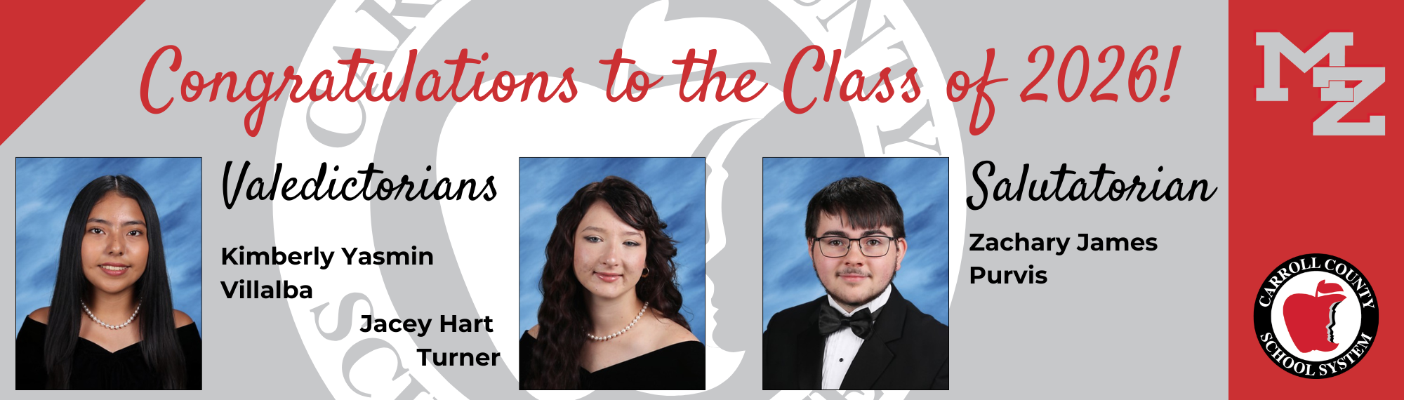 Valedictorians K Villalba and J Turner, Saludatorian Z Purvis