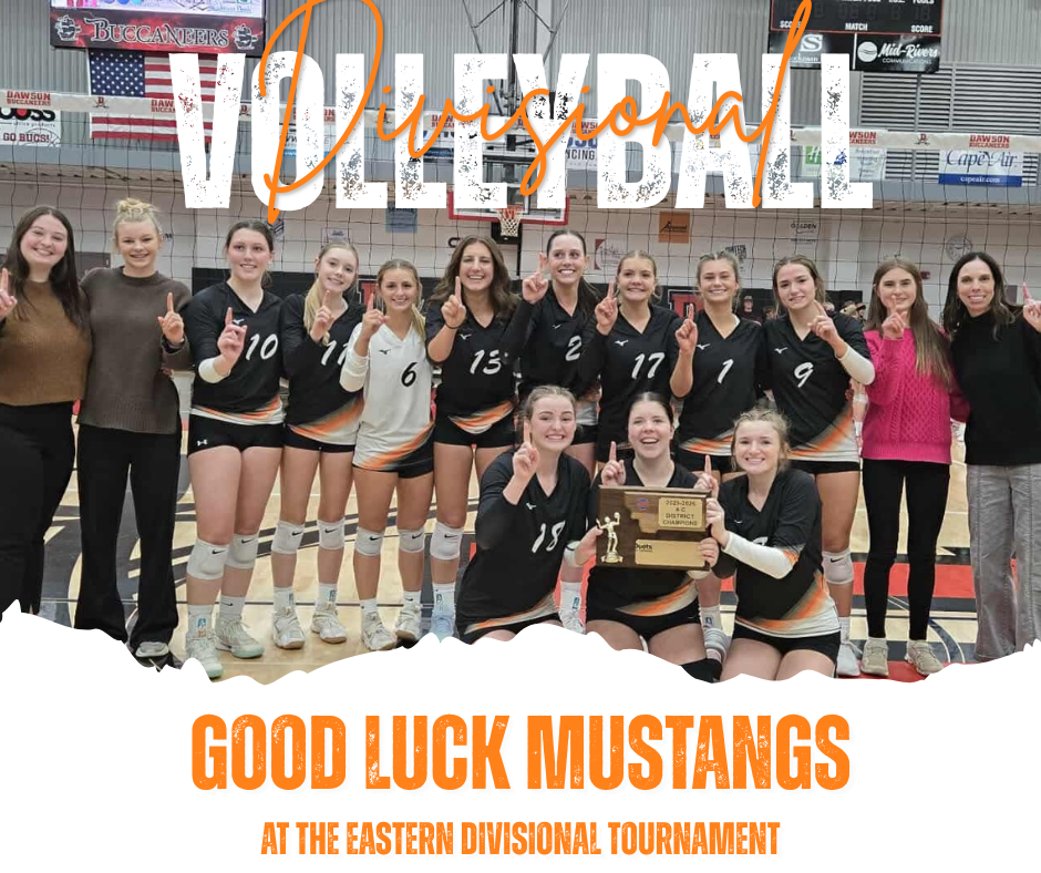 Divisional Volleyball Good Luck Mustangs at the Eastern Divisional Tournament