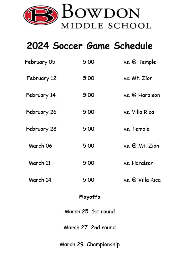 2024 Soccer Schedule 