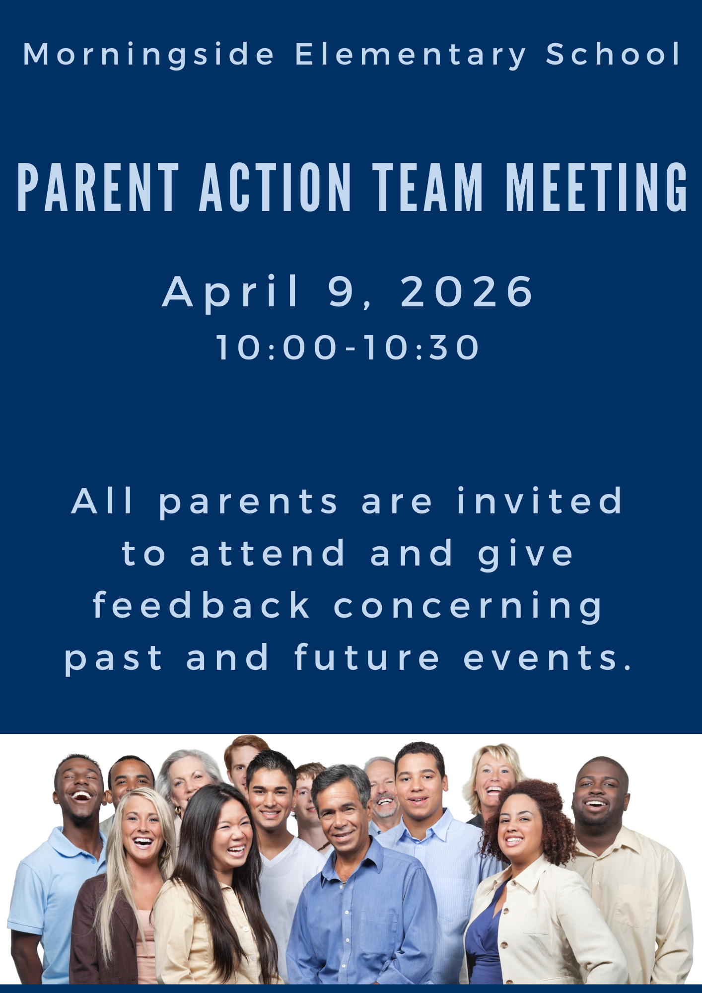 We will be having a Parent Action Team meeting on April 9th from 10:00 to 10:30 in the FEL Office.
