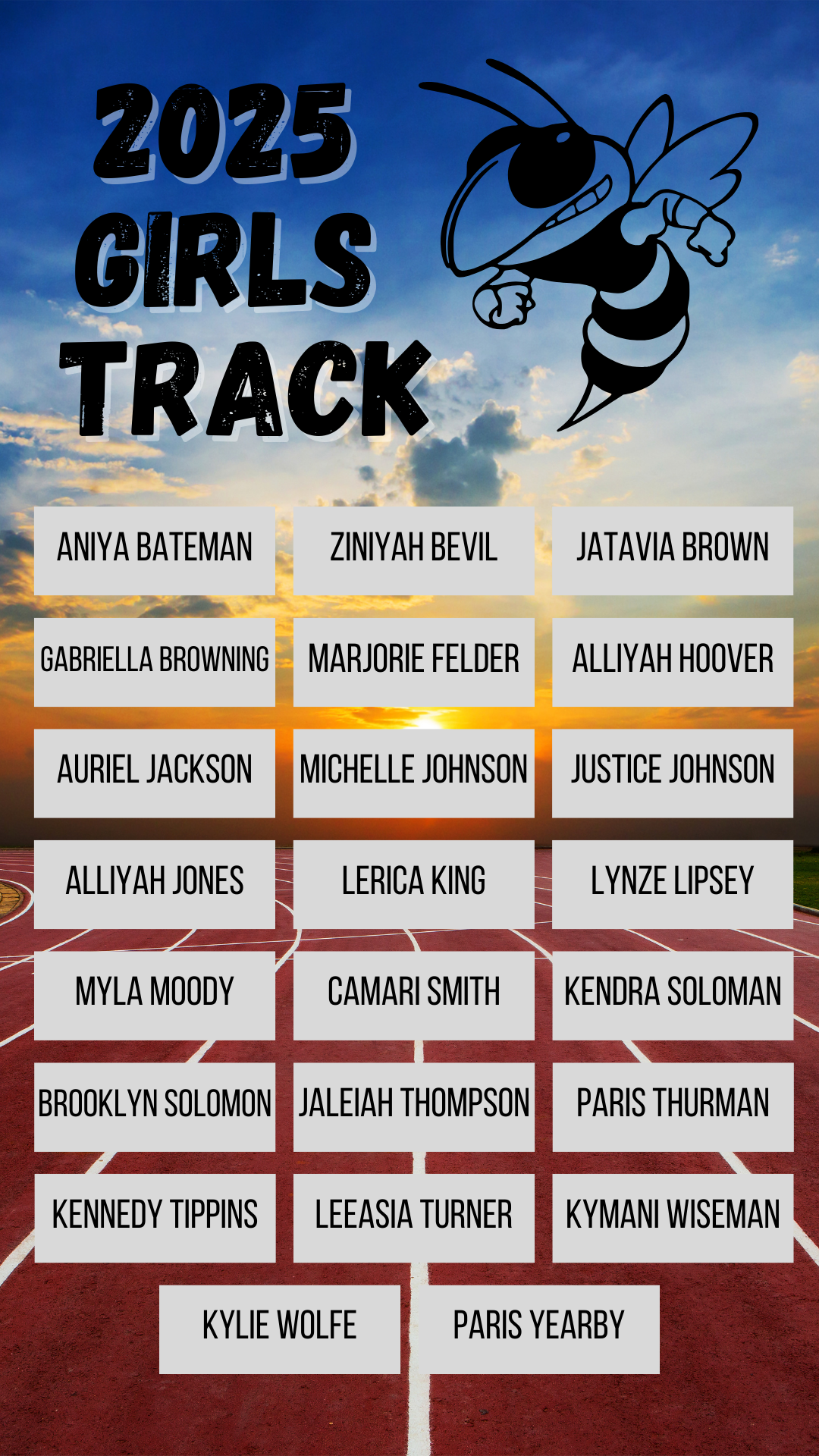 Girls Track Roster