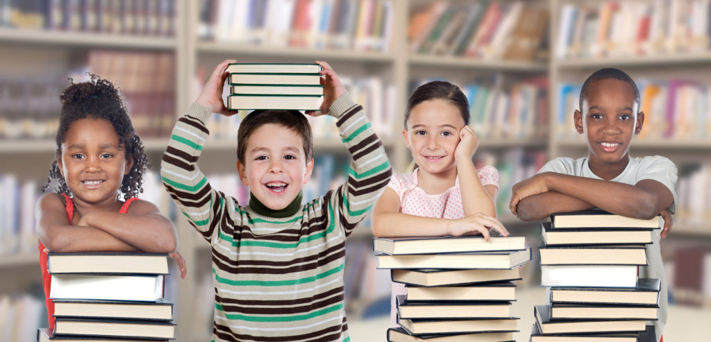kids with books