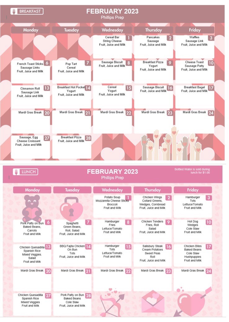 feb menus